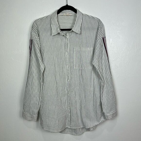 Mystree Cotton Striped Long Sleeves Button Down Shirt Size M - Picture 1 of 11
